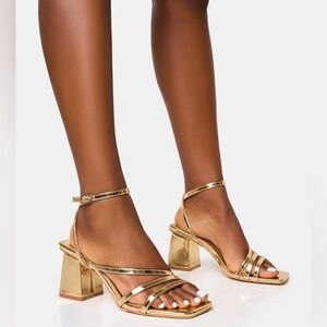 Public Desire Metallic Gold Strappy Heels